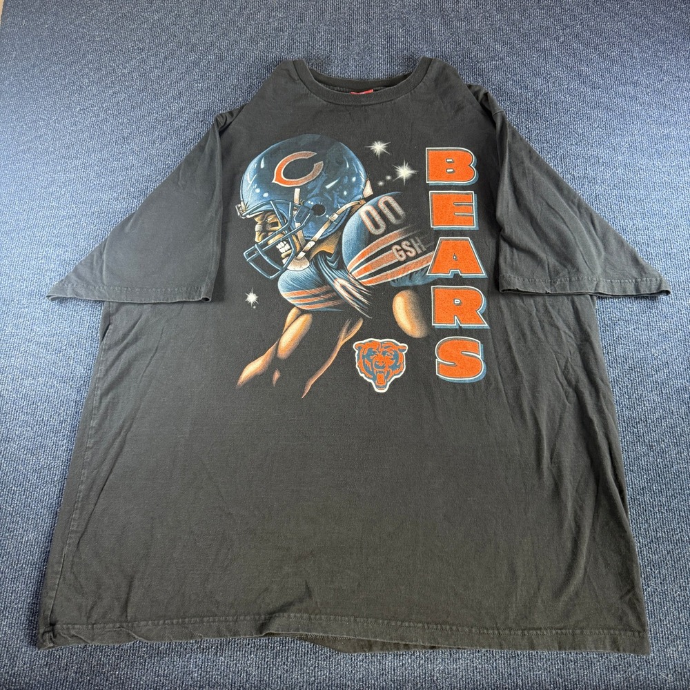 NFL Chicago Bears Graphic T-Shirt Mens 3X Tall Black Cotton Short Sleeve Tee